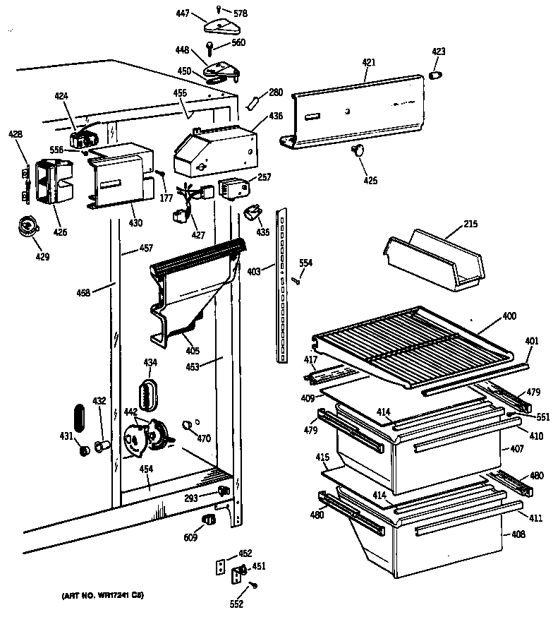 GE TFX20DASBWH shelves diagram