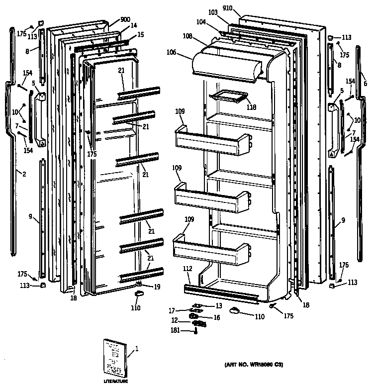 GE TFX20SASBAD doors diagram
