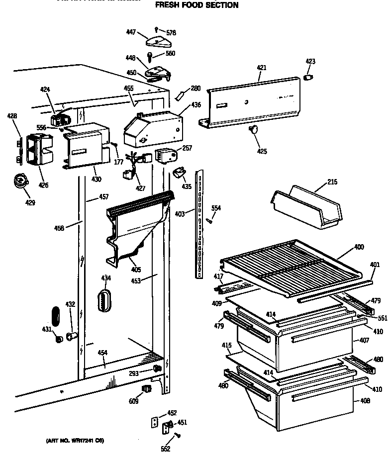 GE TFX20SASBAD fresh foor section diagram