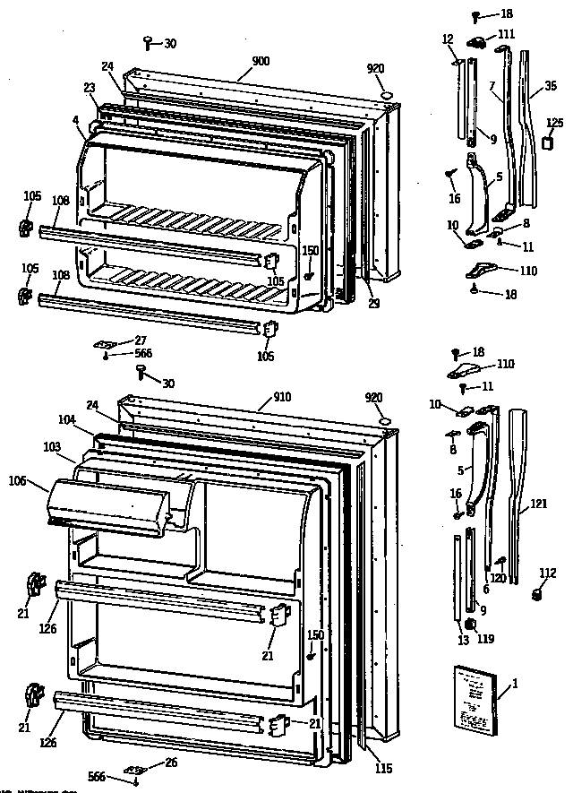 GE CTX14CATBLWH doors diagram