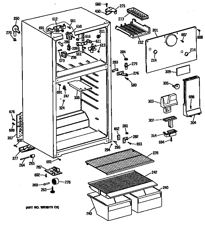 GE CTX14CATBLWH cabinet diagram