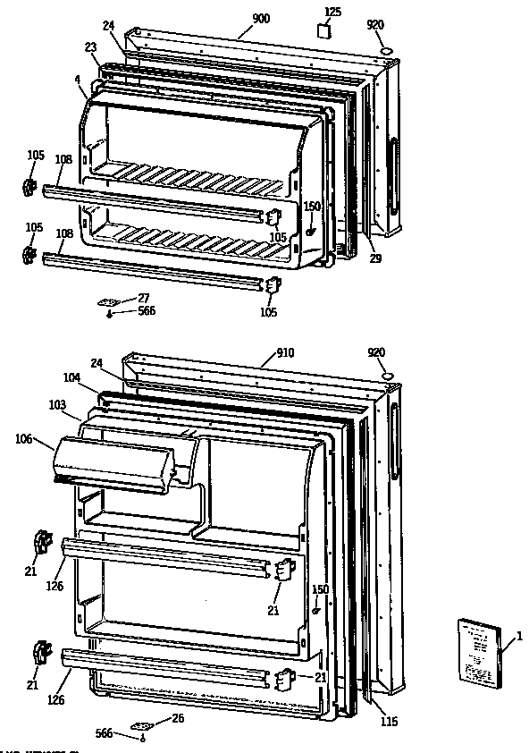 GE CTH16CYTCRAD doors diagram