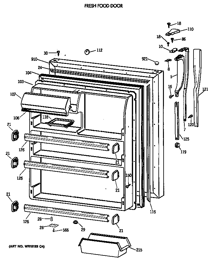 GE CTT24GATHRAD fresh food door diagram