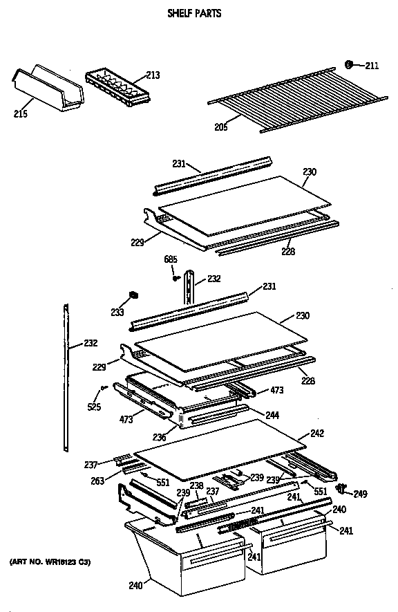 GE CTT24GATHRAD shelf parts diagram