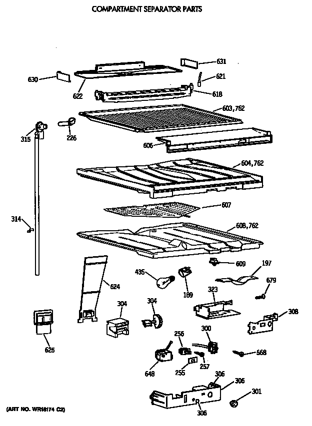 GE CTT24GATHRAD compartment separator parts diagram