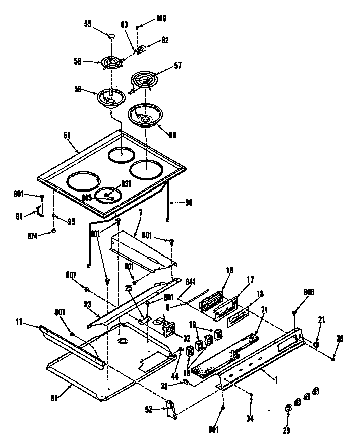 GE L3S340GL0 cooktop diagram