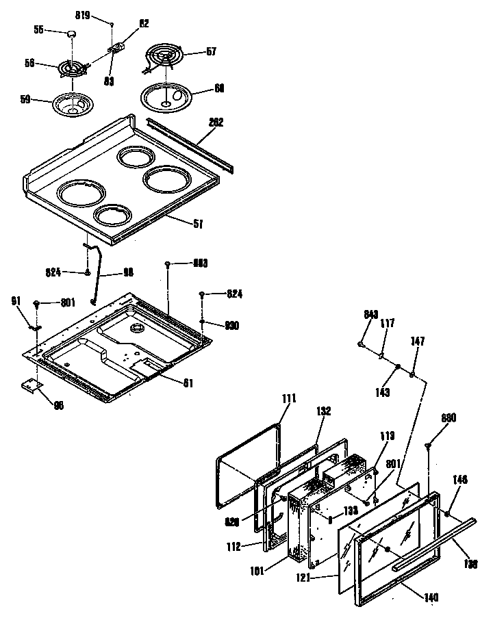 GE L3B325GL4 cooktop diagram
