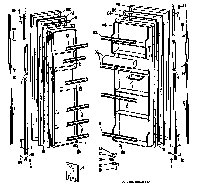 GE MSX22GRAWH doors diagram