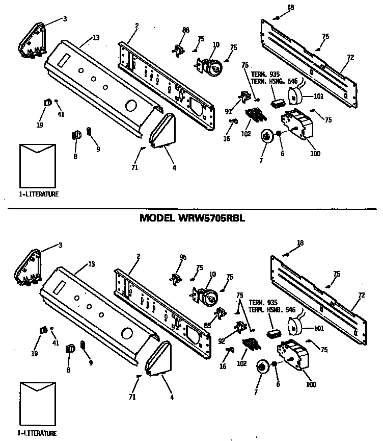GE WRW3705RBL control panel diagram