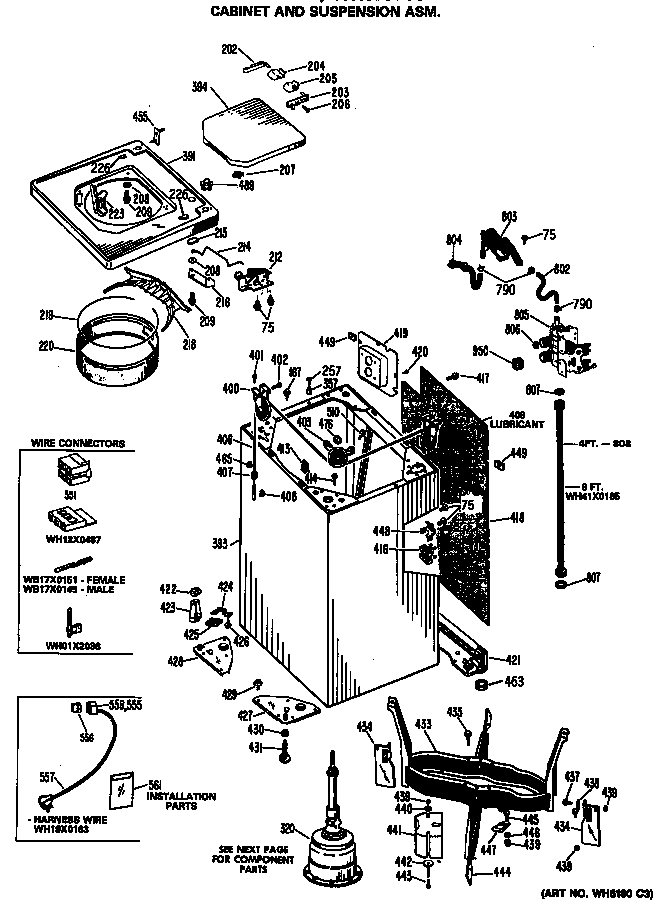 GE WRW3705RBL cabinet & suspension asm. diagram