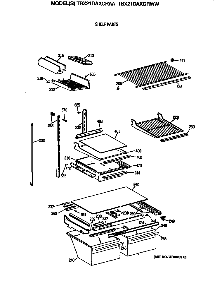 GE TBX21DAXCRWW shelf parts diagram