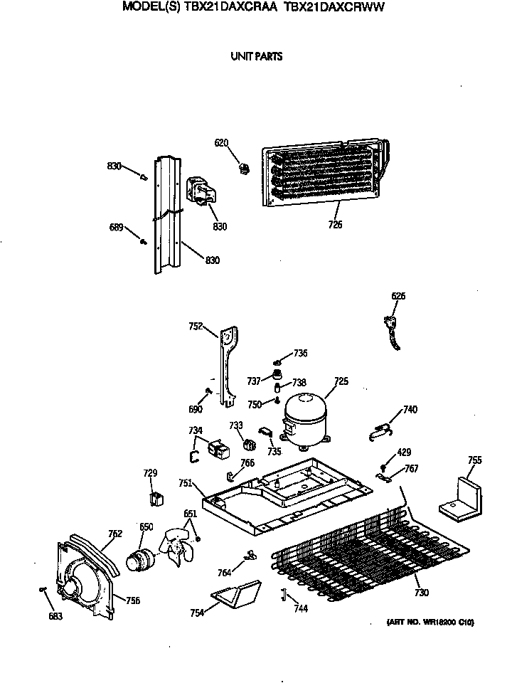 GE TBX21DAXCRWW unit parts diagram