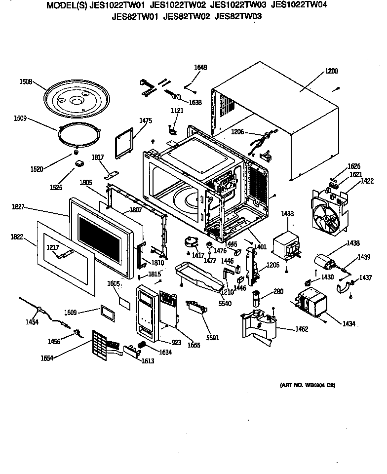 GE JES1022TW01 microwave diagram