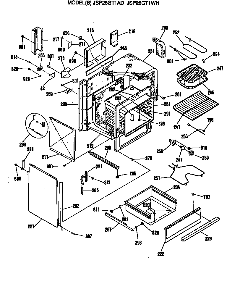 GE JSP26GT1AD oven diagram