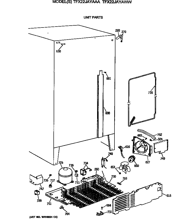 GE TFX22JAYAAA unit parts diagram