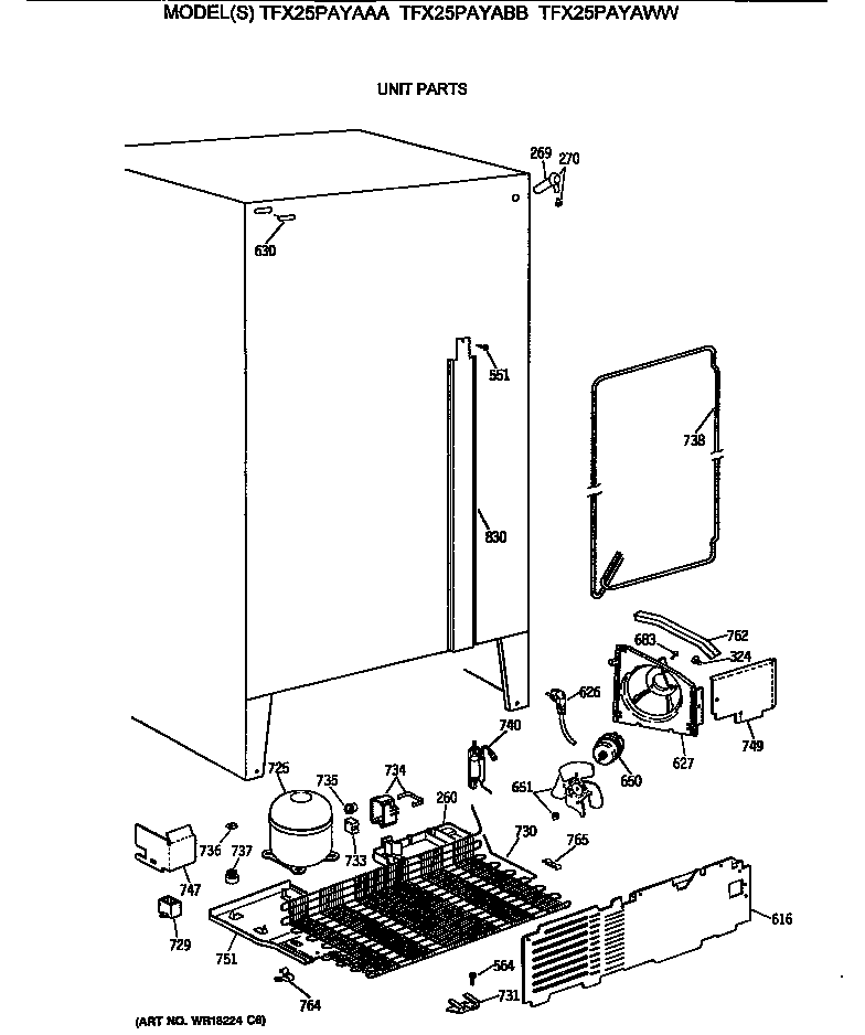 GE TFX25PAYAWW unit parts diagram