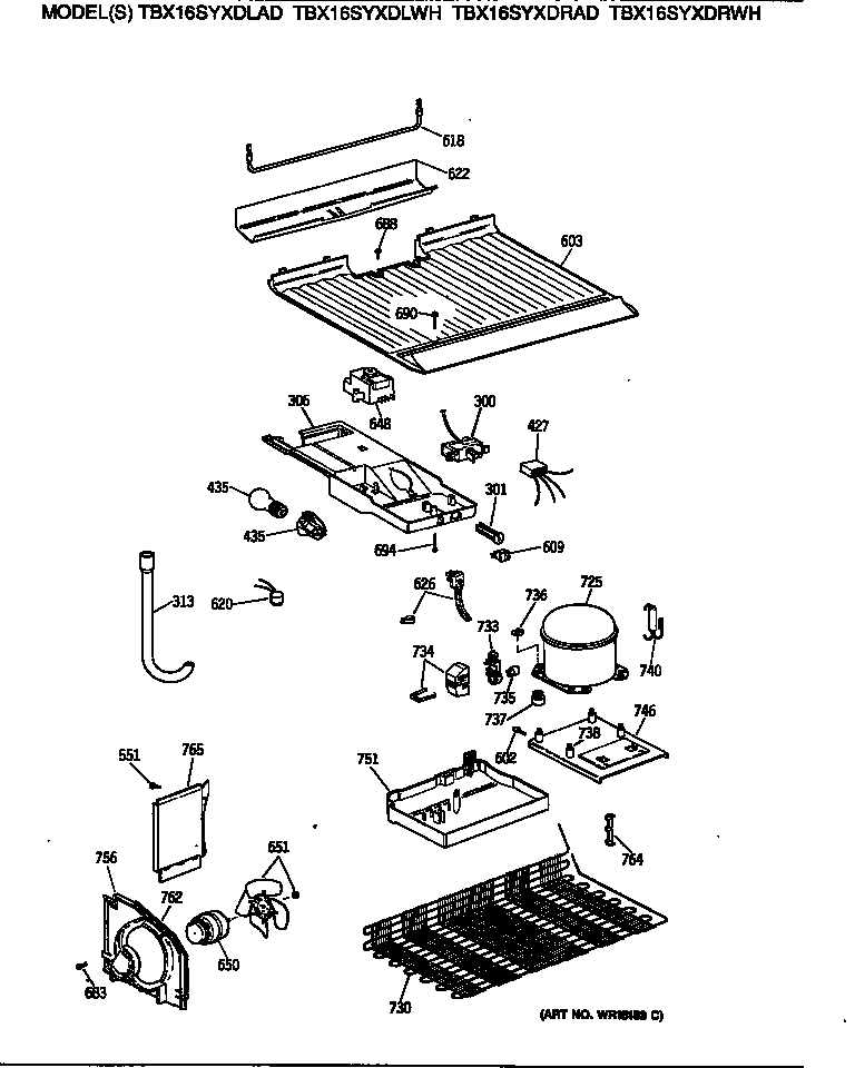 GE TBX16SYXDLWH unit diagram