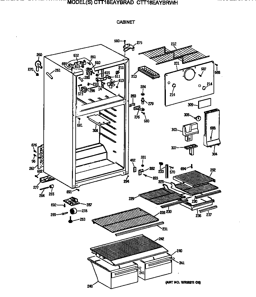 GE CTT18EAYBRWH cabinet diagram