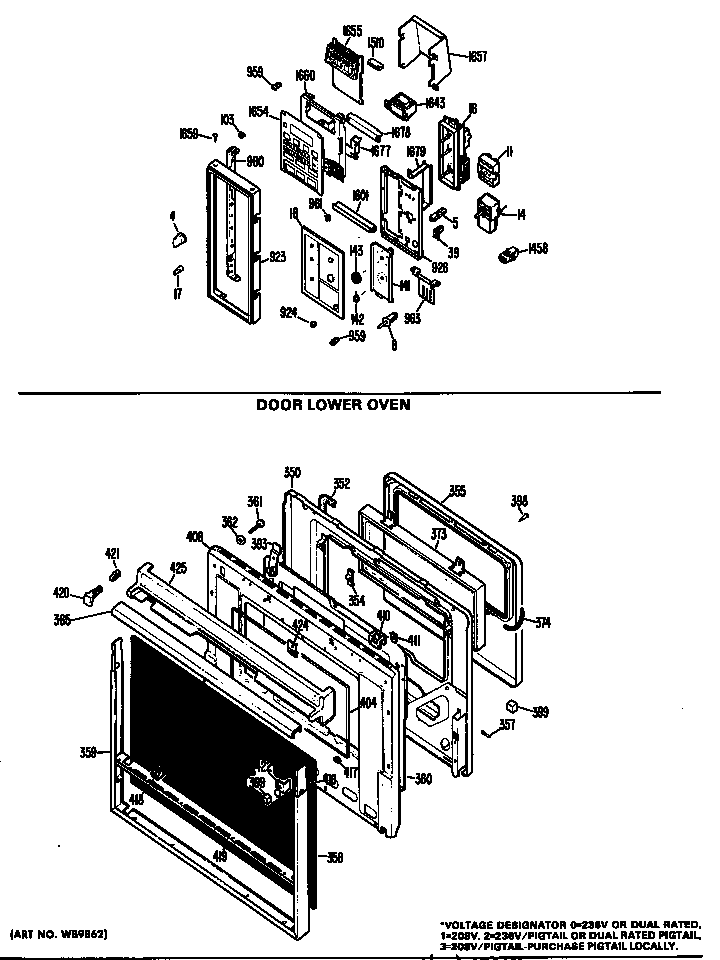 GE RK960G*02 door lower oven diagram