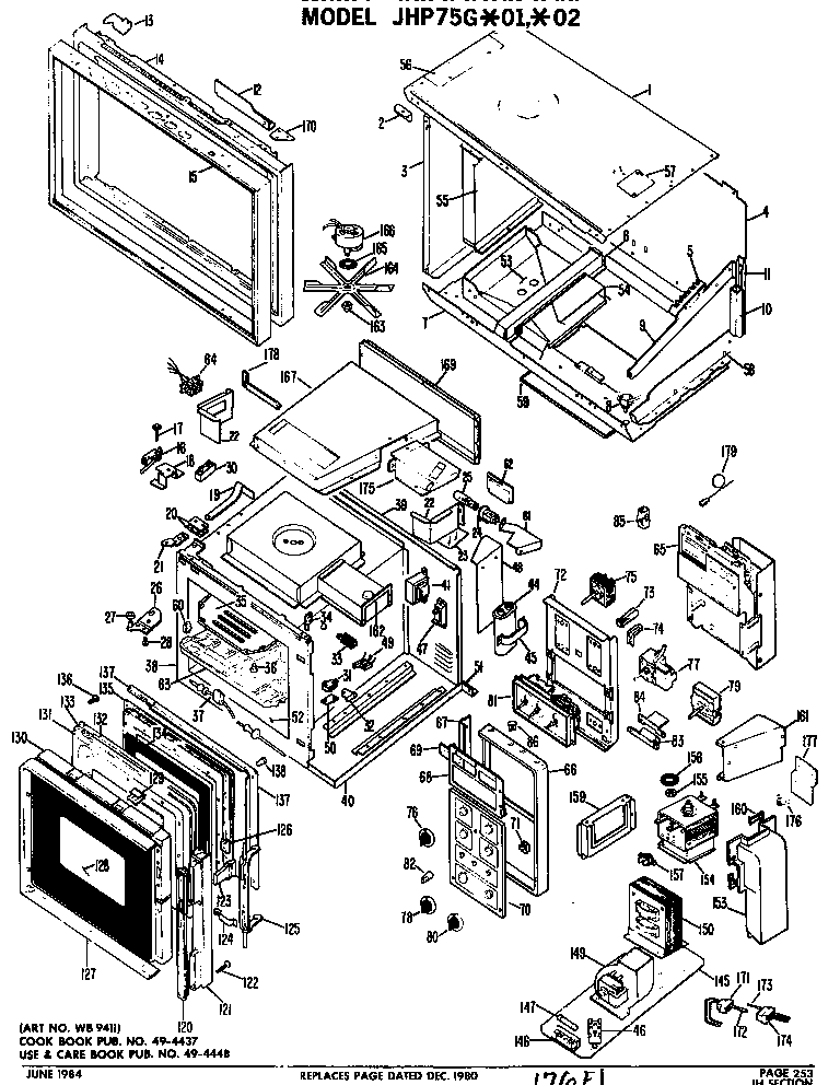 GE JHP75G*02 oven assembly diagram