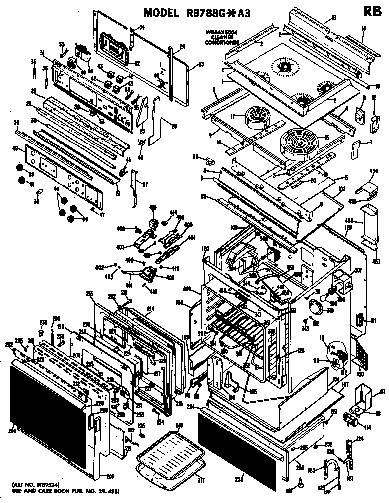GE RB788G*A3 range assembly diagram