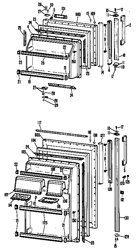 GE CTF17EBFR doors diagram