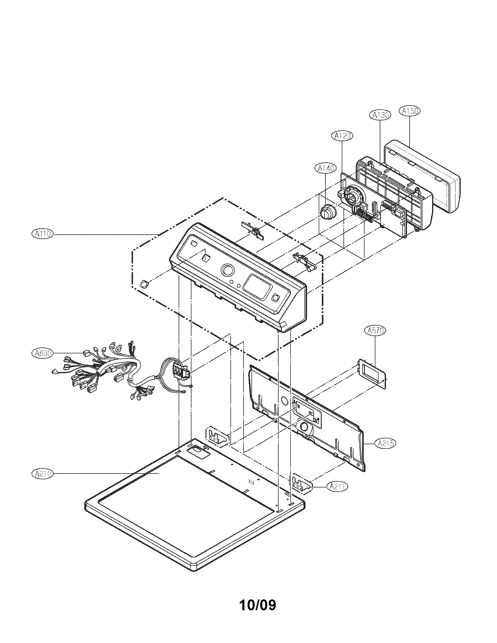 LG DLE2532W control panel and plate parts diagram