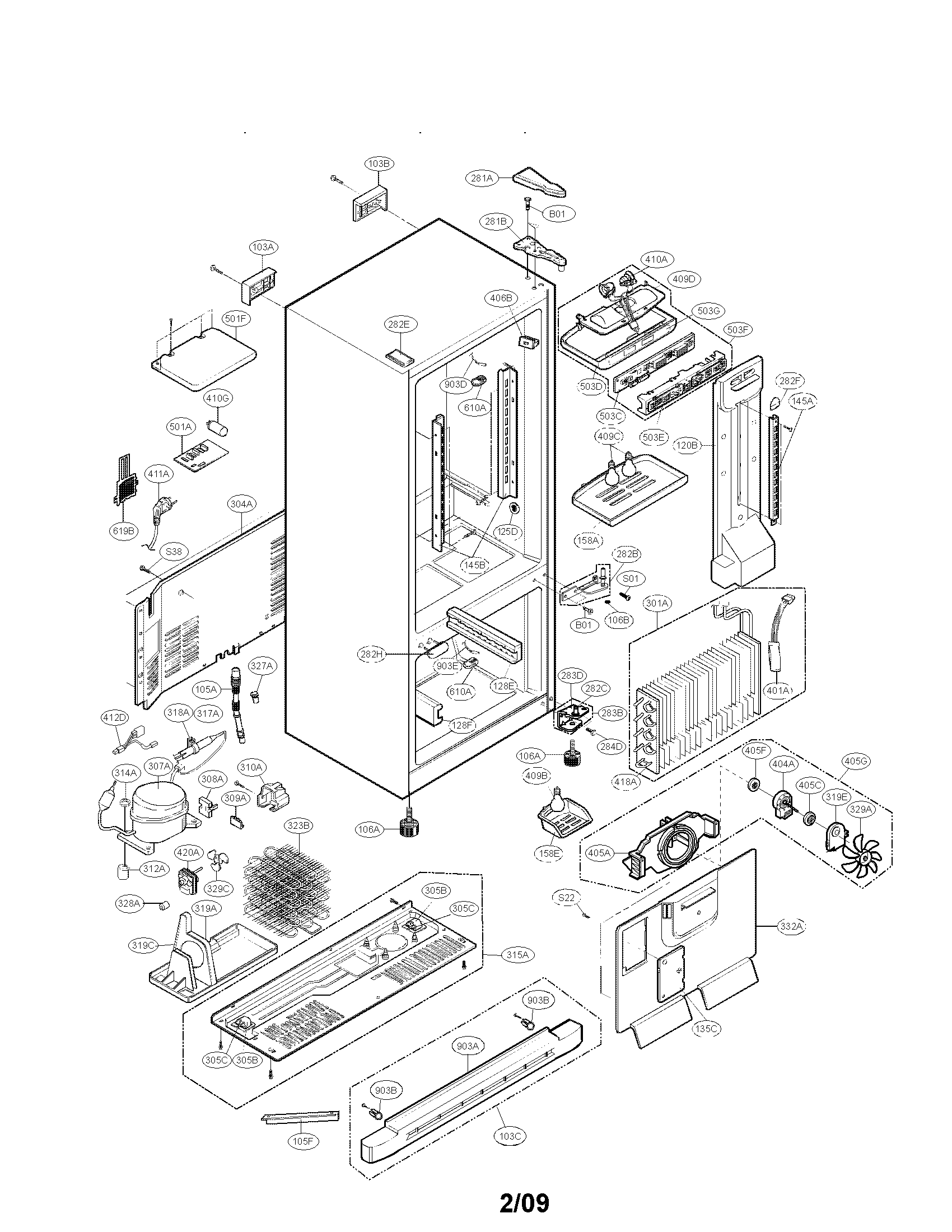 Kenmore 79575004402 case parts diagram