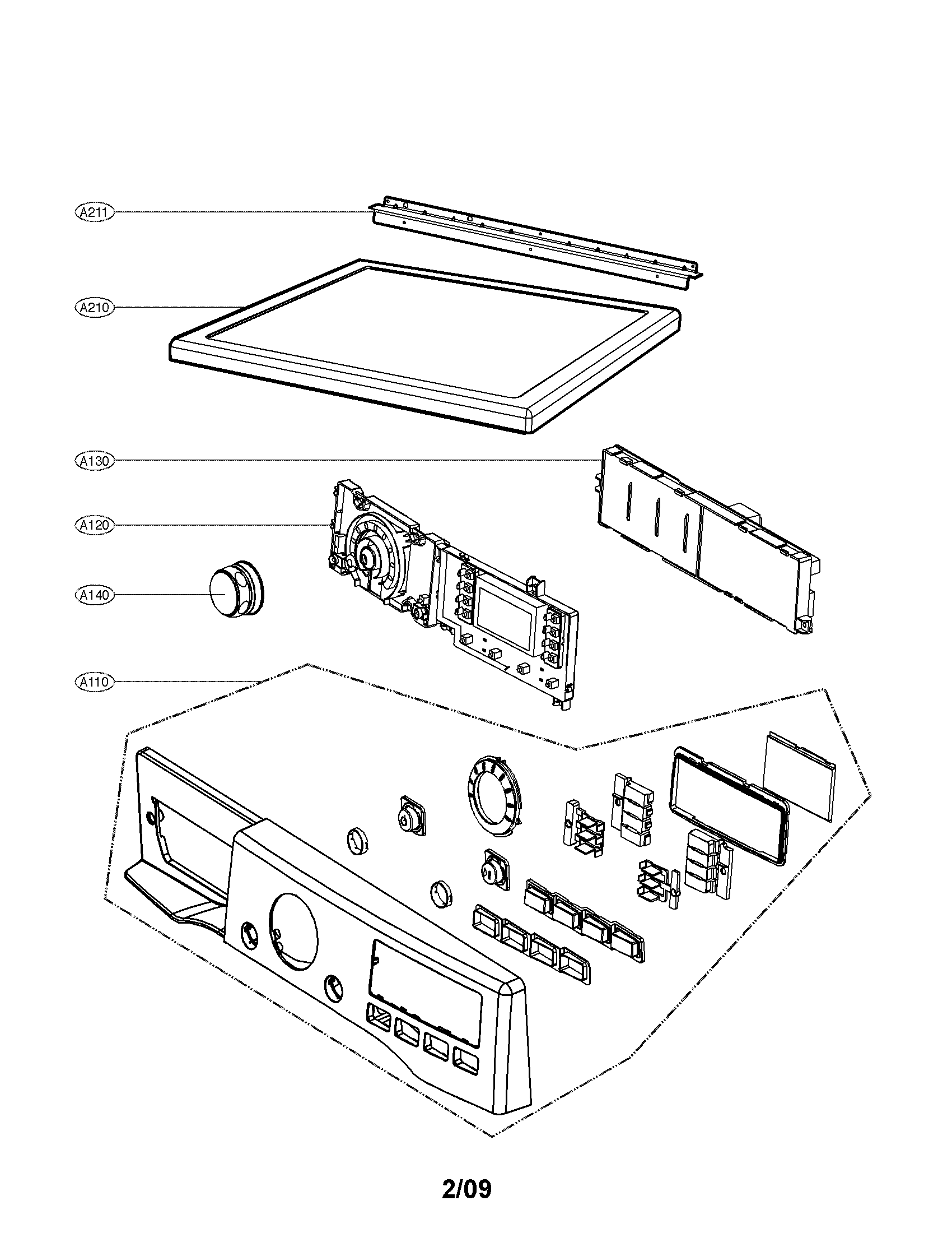 LG DLEX3001R control panel and plate assy parts diagram