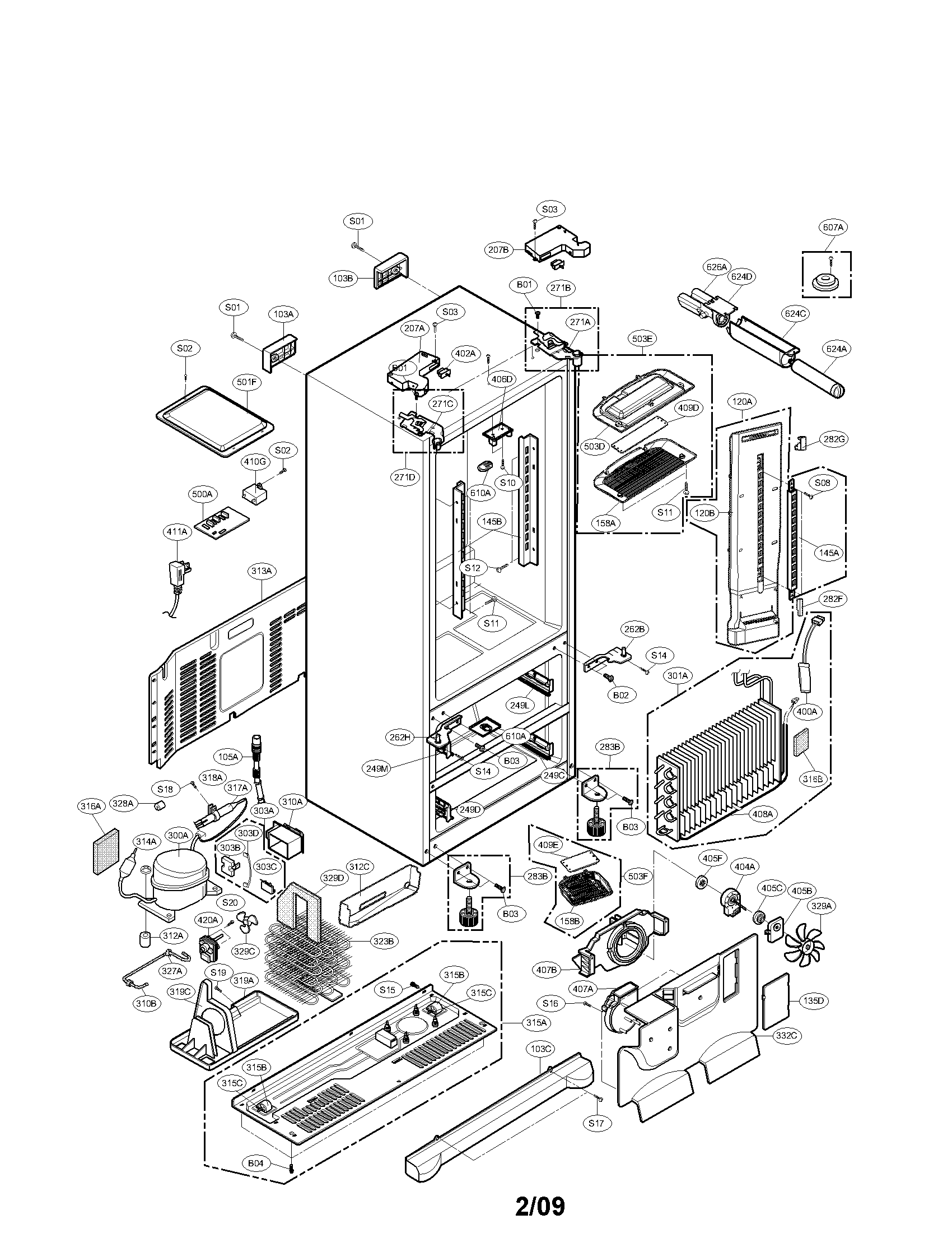 LG LMX21981ST/00 case parts diagram