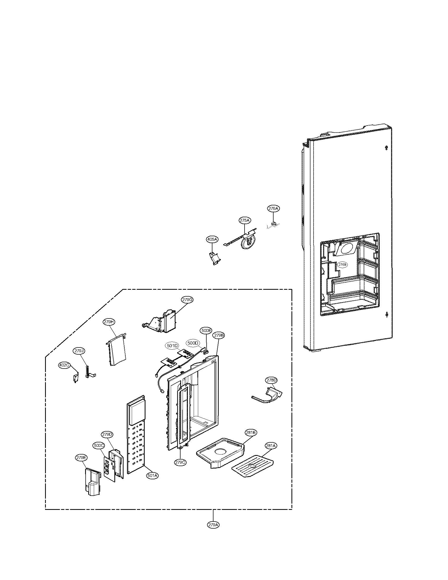 LG LFX21971ST/00 dispenser parts diagram