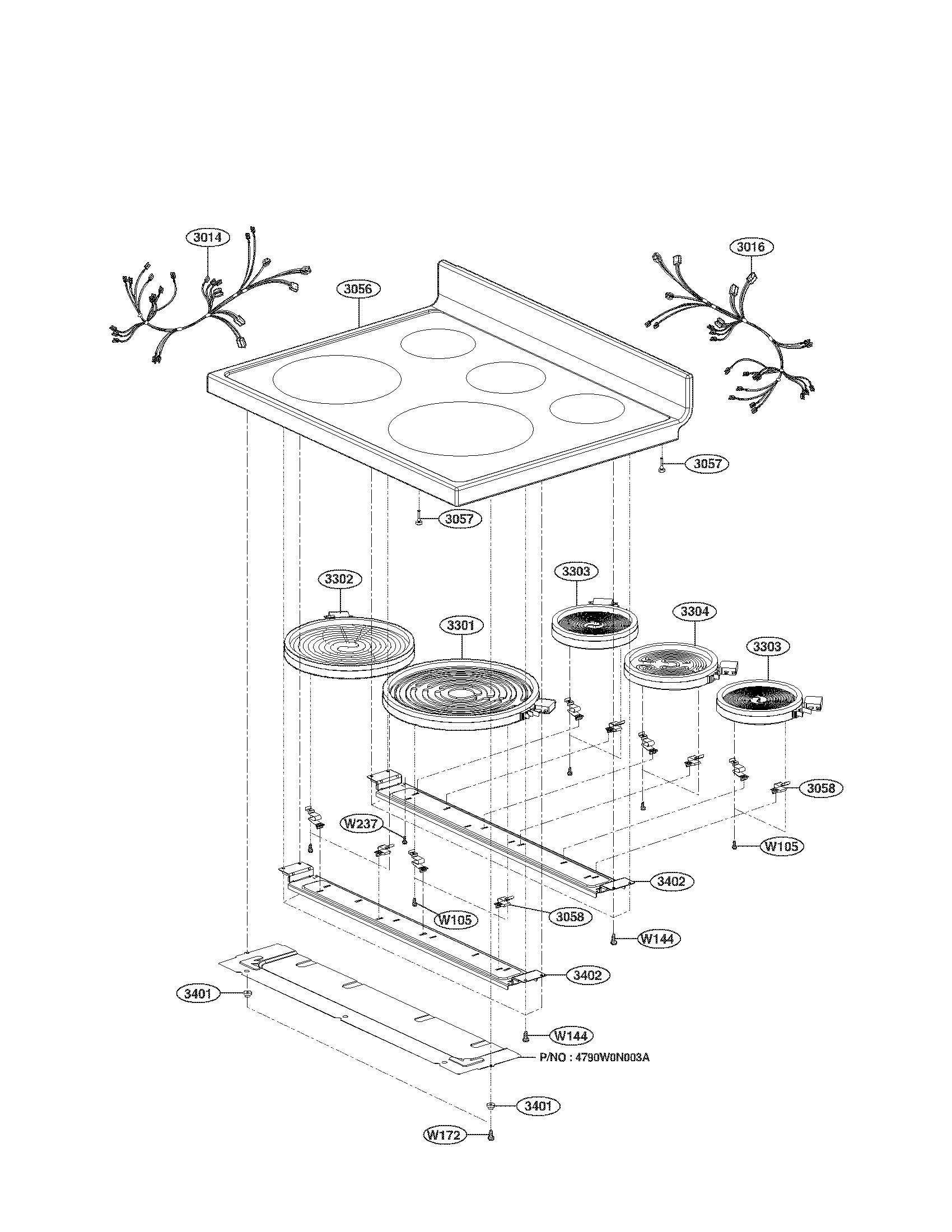 LG LRE30451ST/00 cooktop parts diagram
