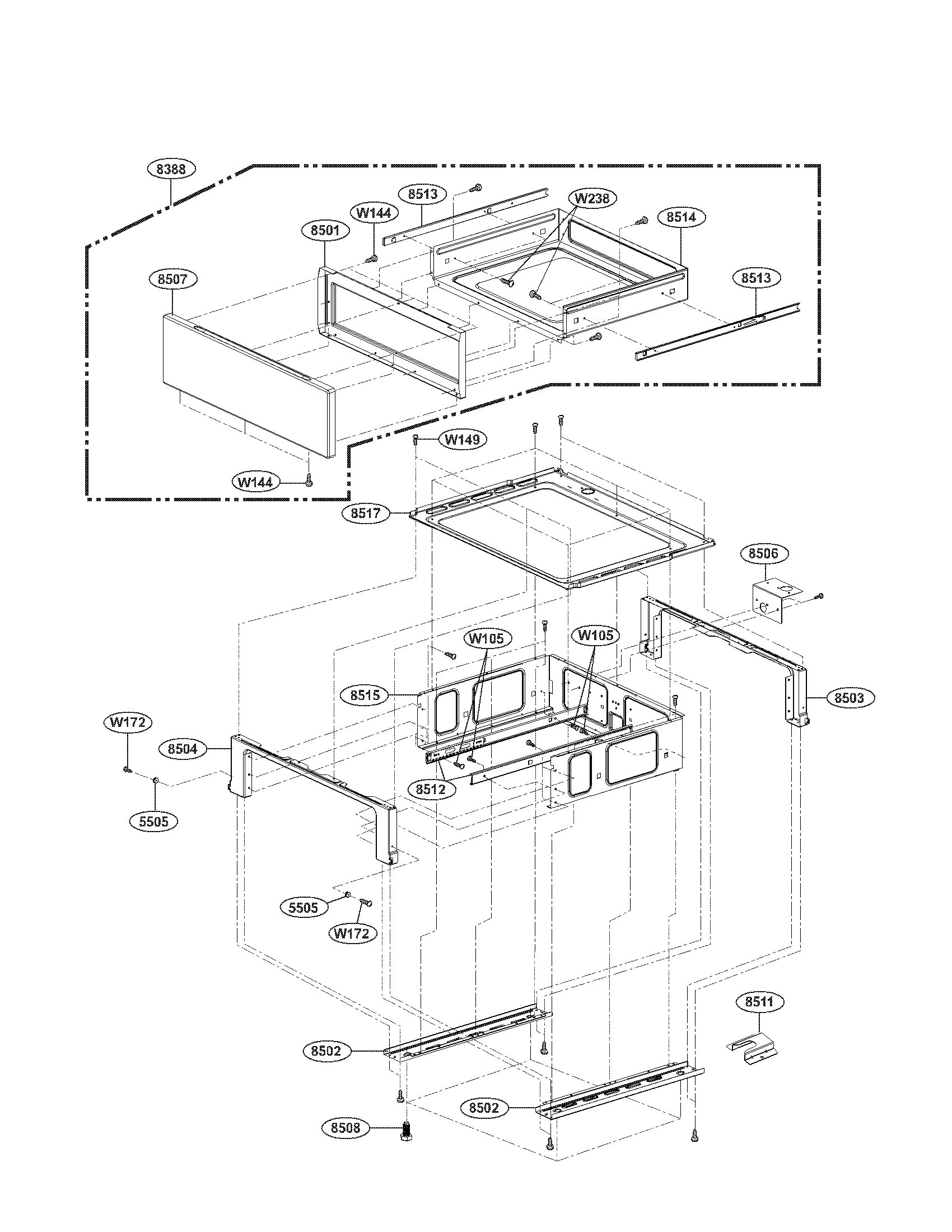 LG LRE30451ST/01 drawer parts diagram
