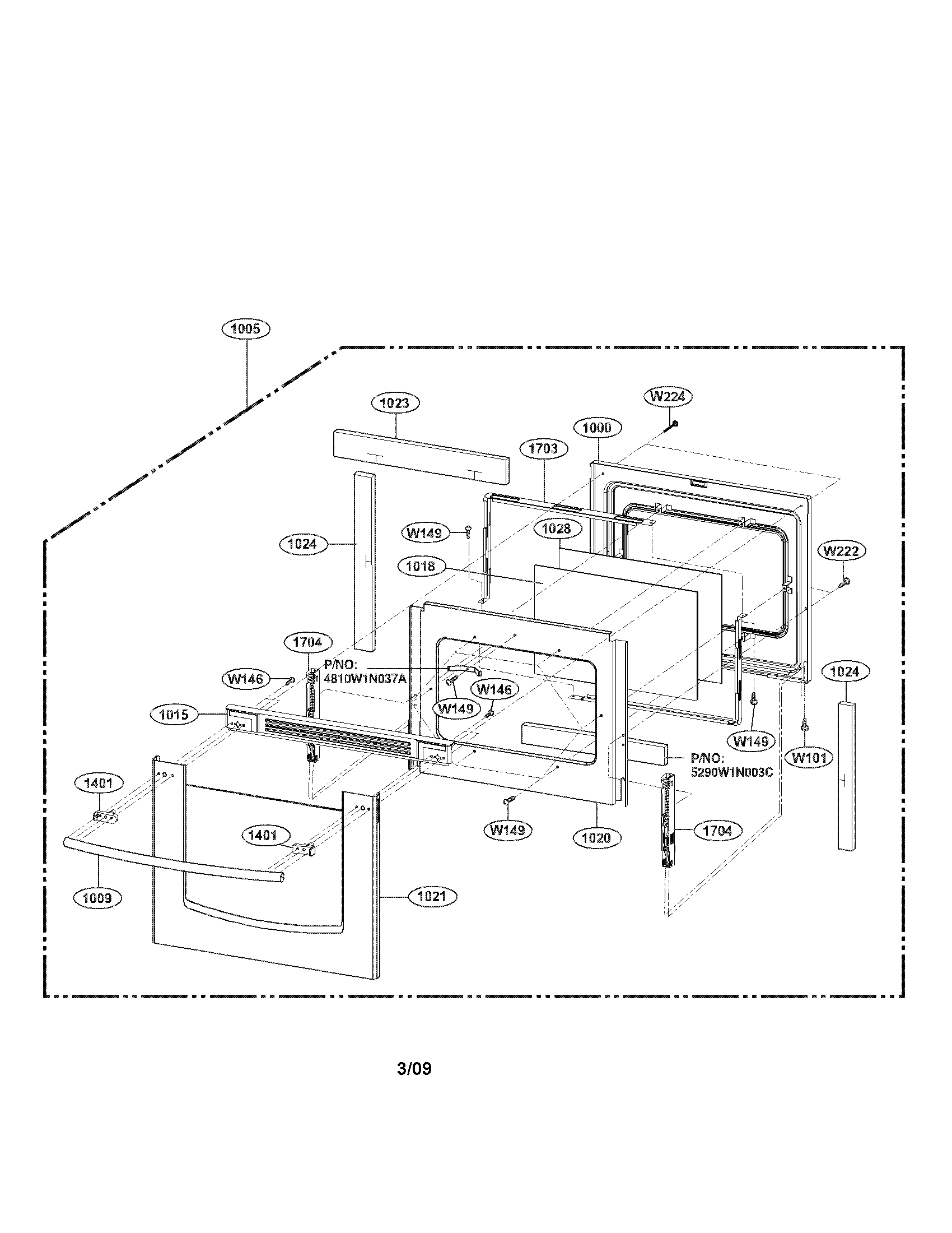 LG LRE30451ST/03 door parts diagram