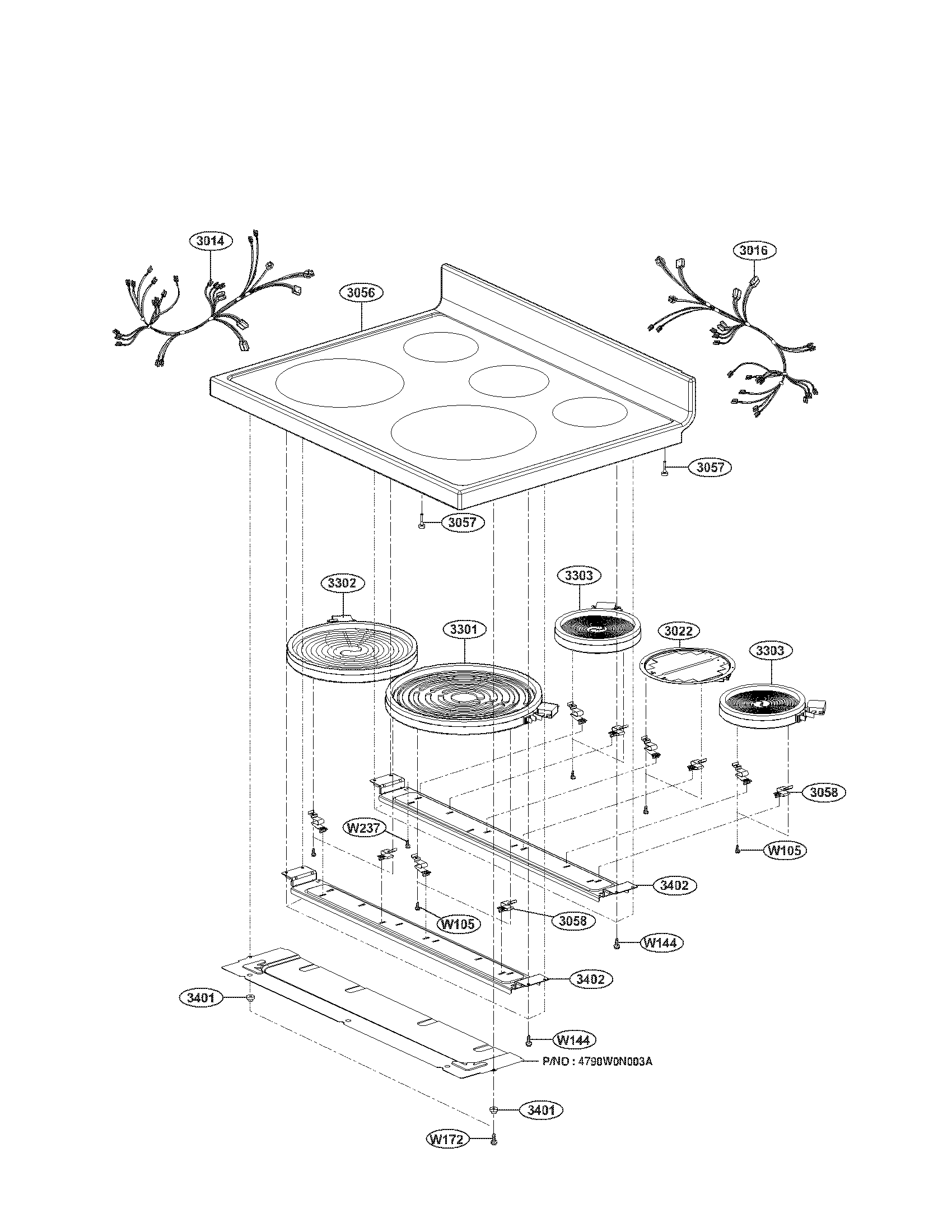 LG LRE30451ST/03 cooktop parts diagram