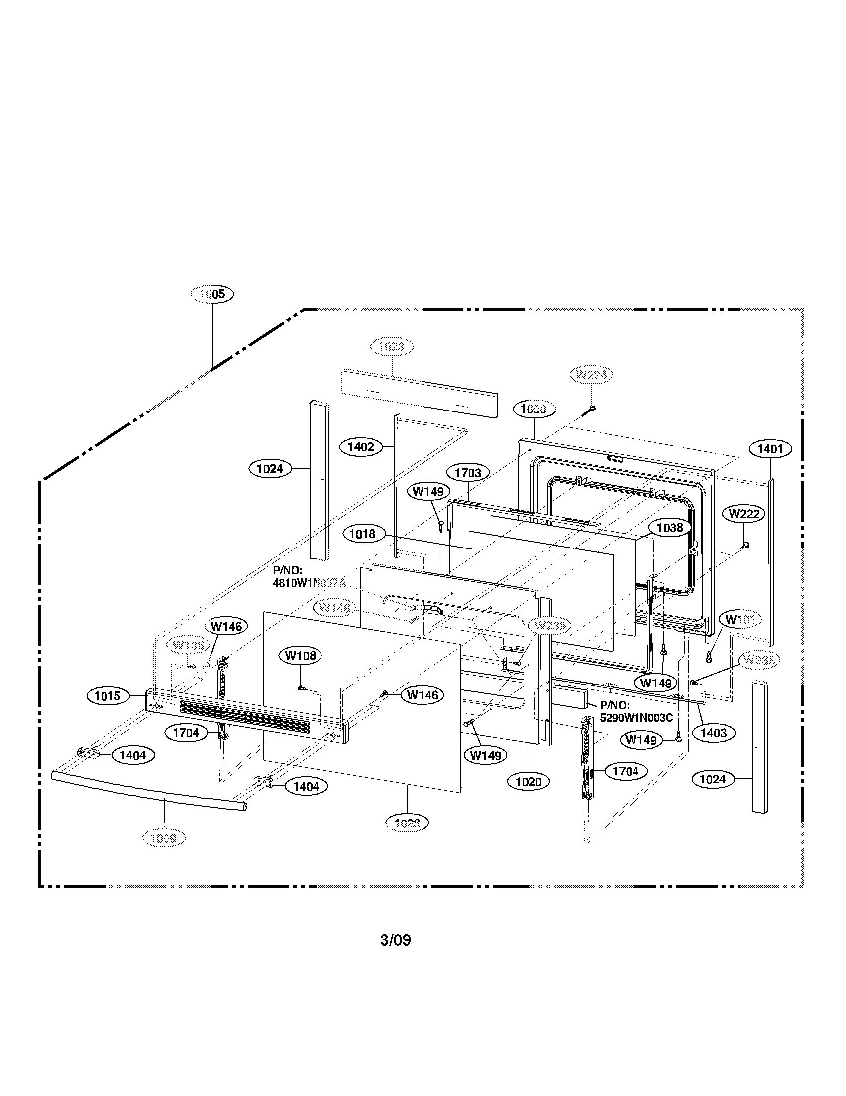 LG LRE30451SW/01 door parts diagram