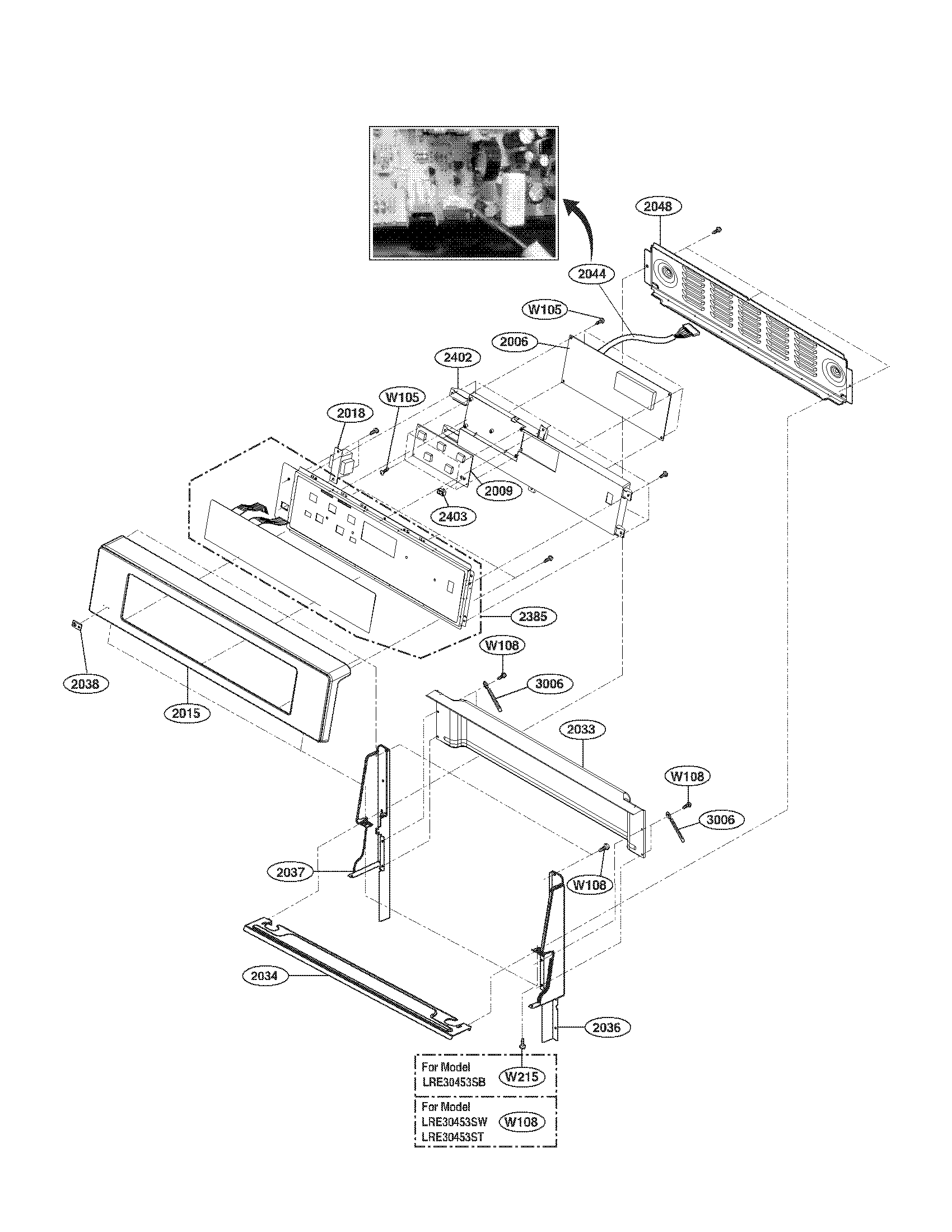 LG LRE30453SB/00 contoller parts diagram