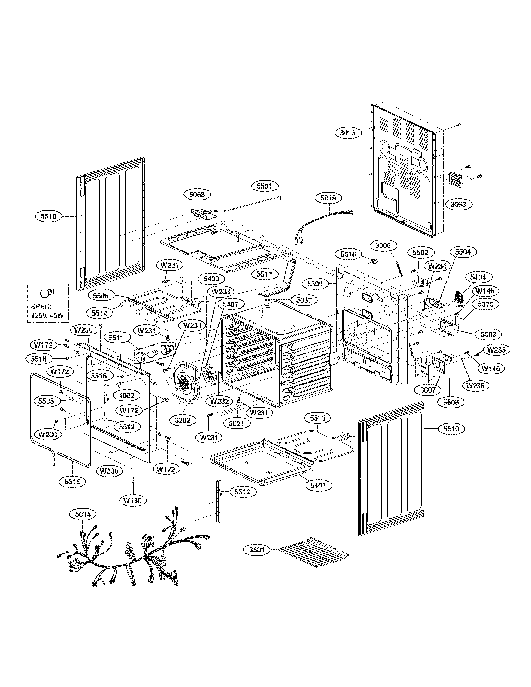 LG LRE30453ST/00 cavity parts diagram