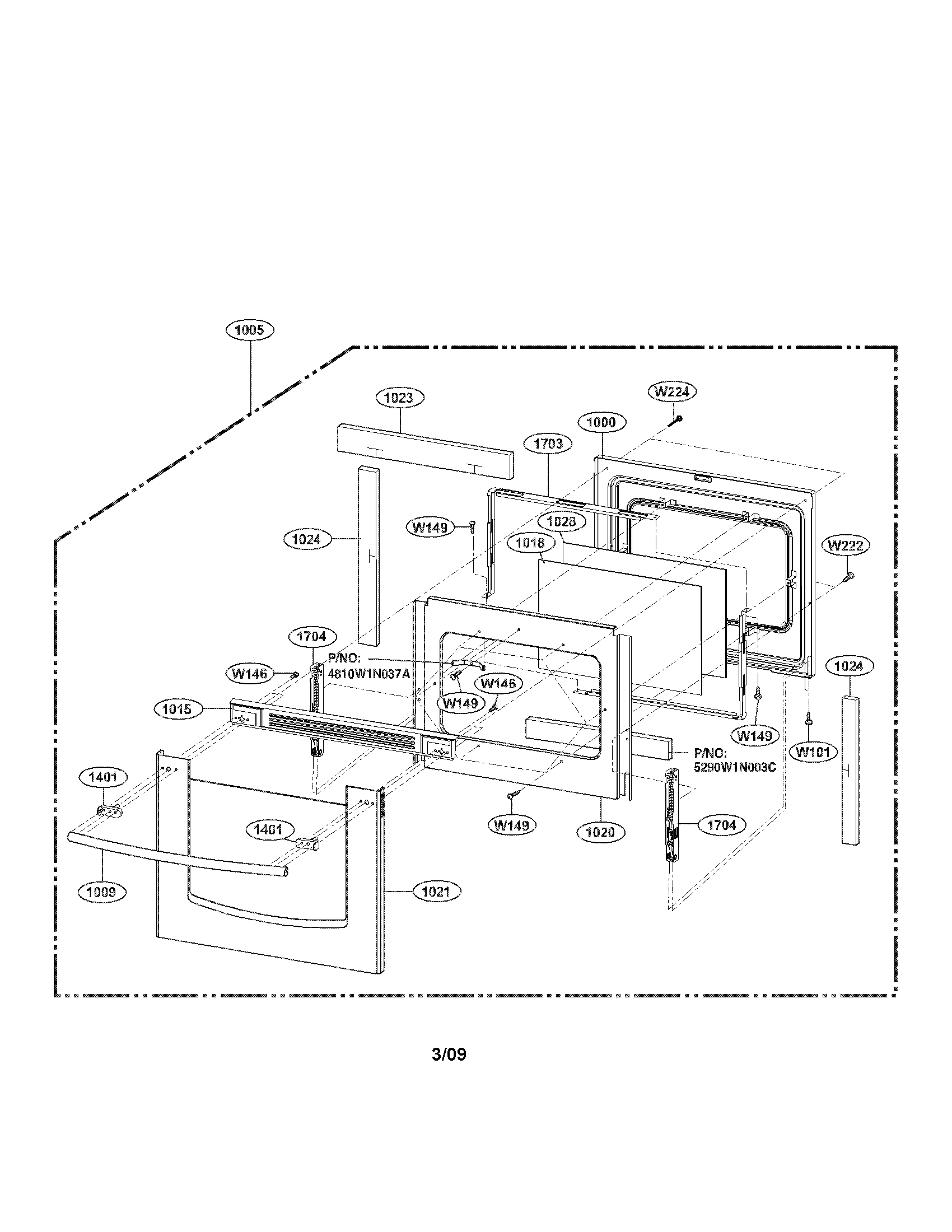 LG LRE30755ST/00 door parts diagram