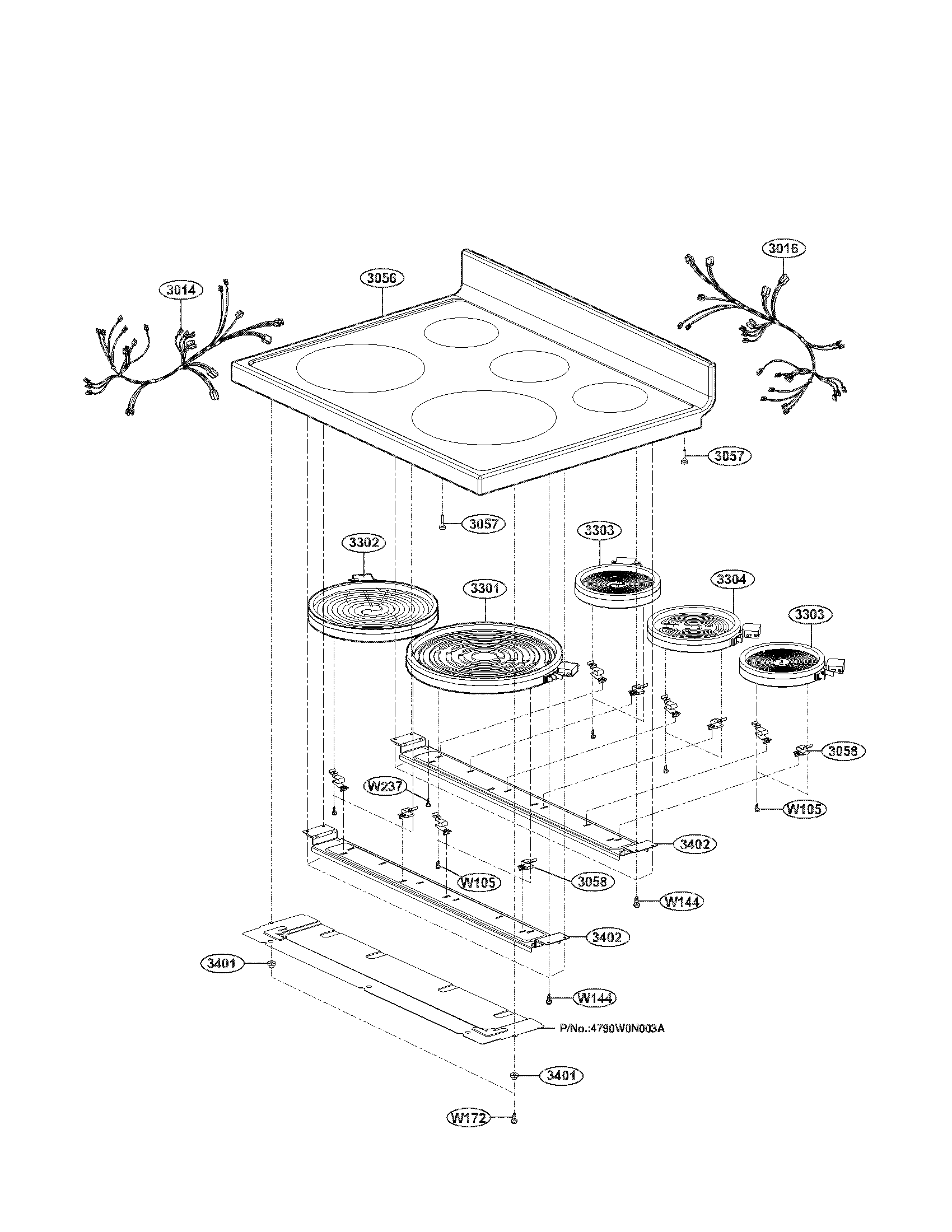 LG LRE30755ST/00 cooktop parts diagram
