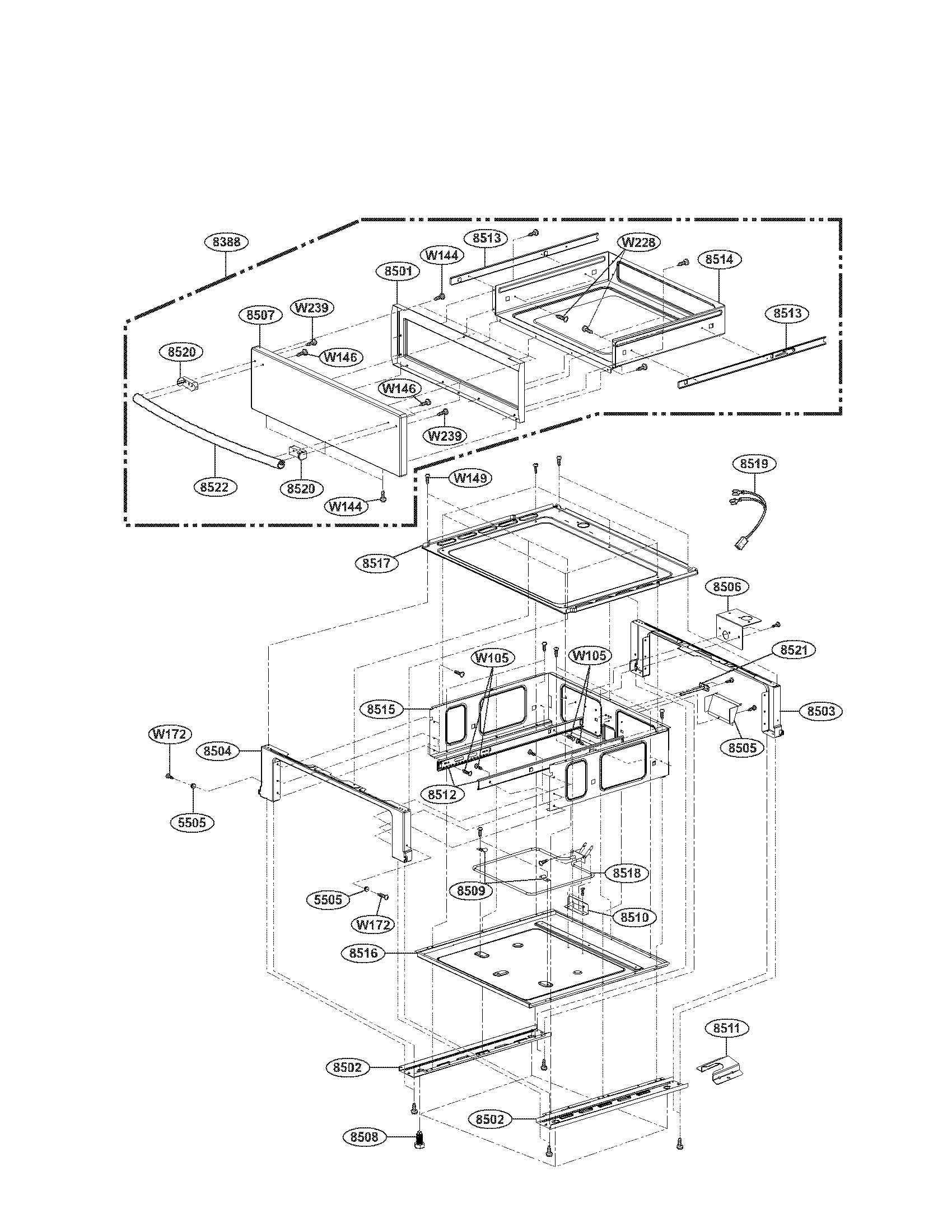 LG LRE30755ST/00 drawer parts diagram