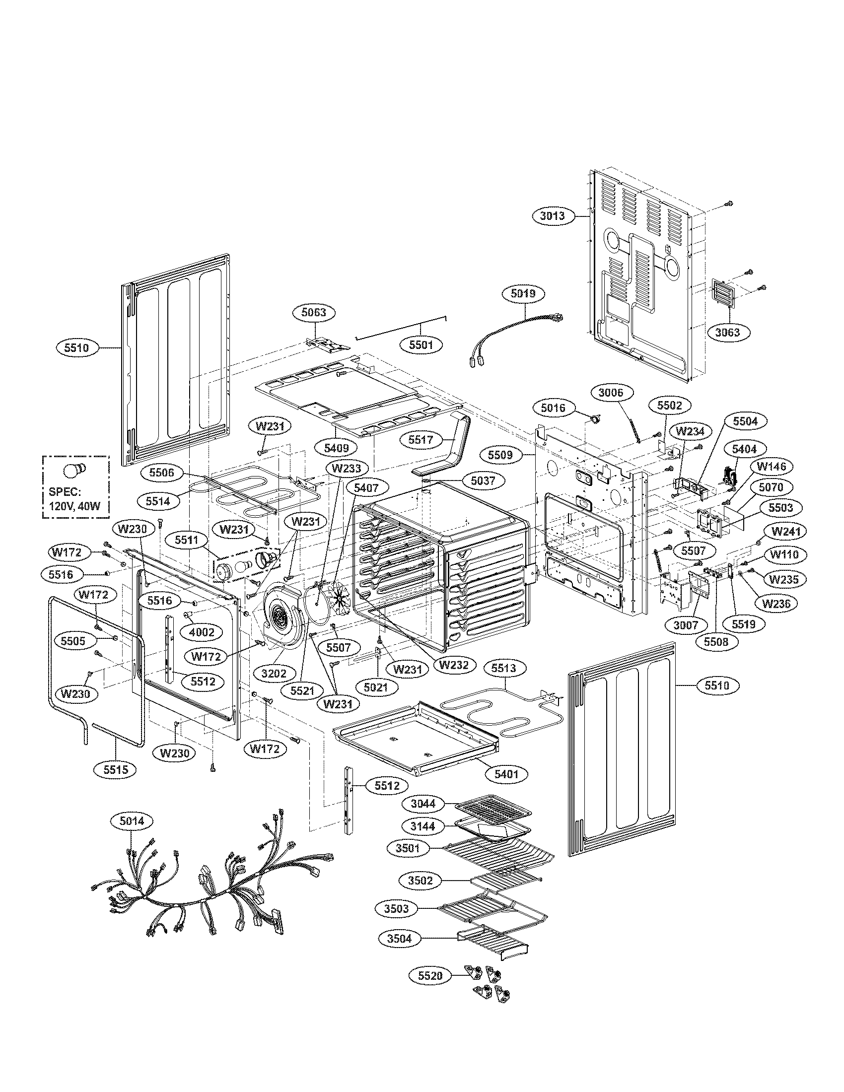 LG LRE30755ST/00 cavity parts diagram