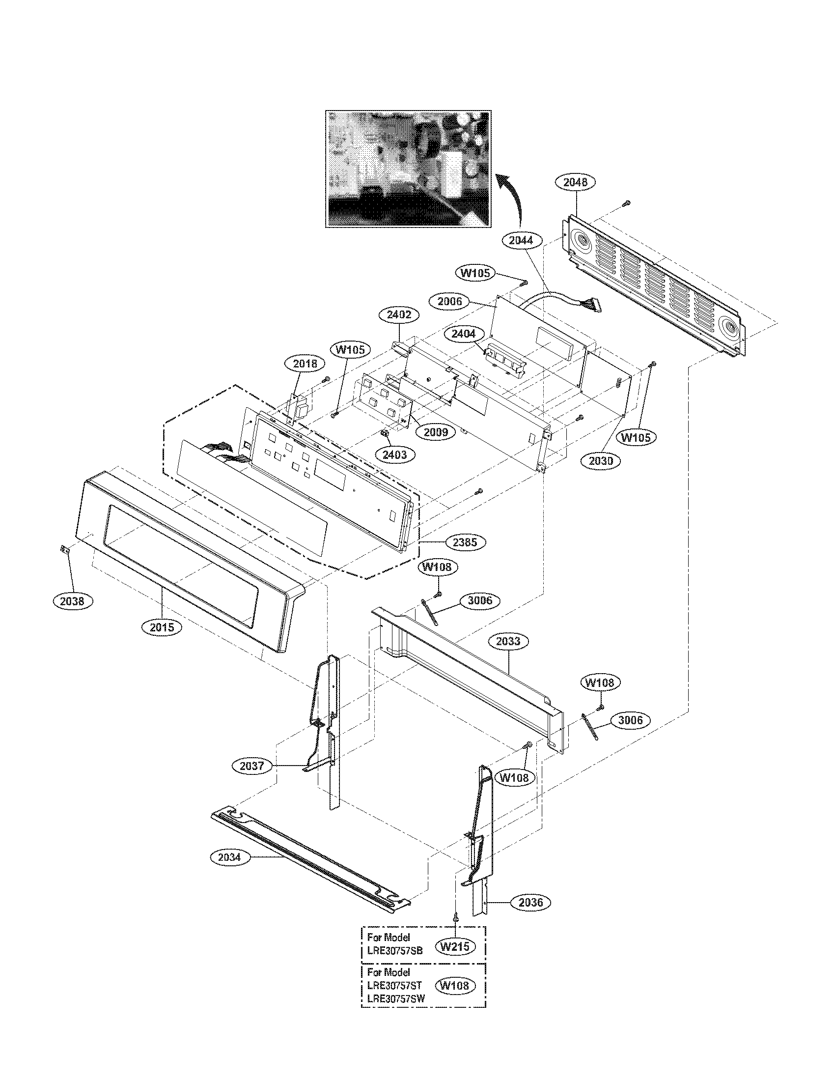 LG LRE30757SB/00 controller parts diagram