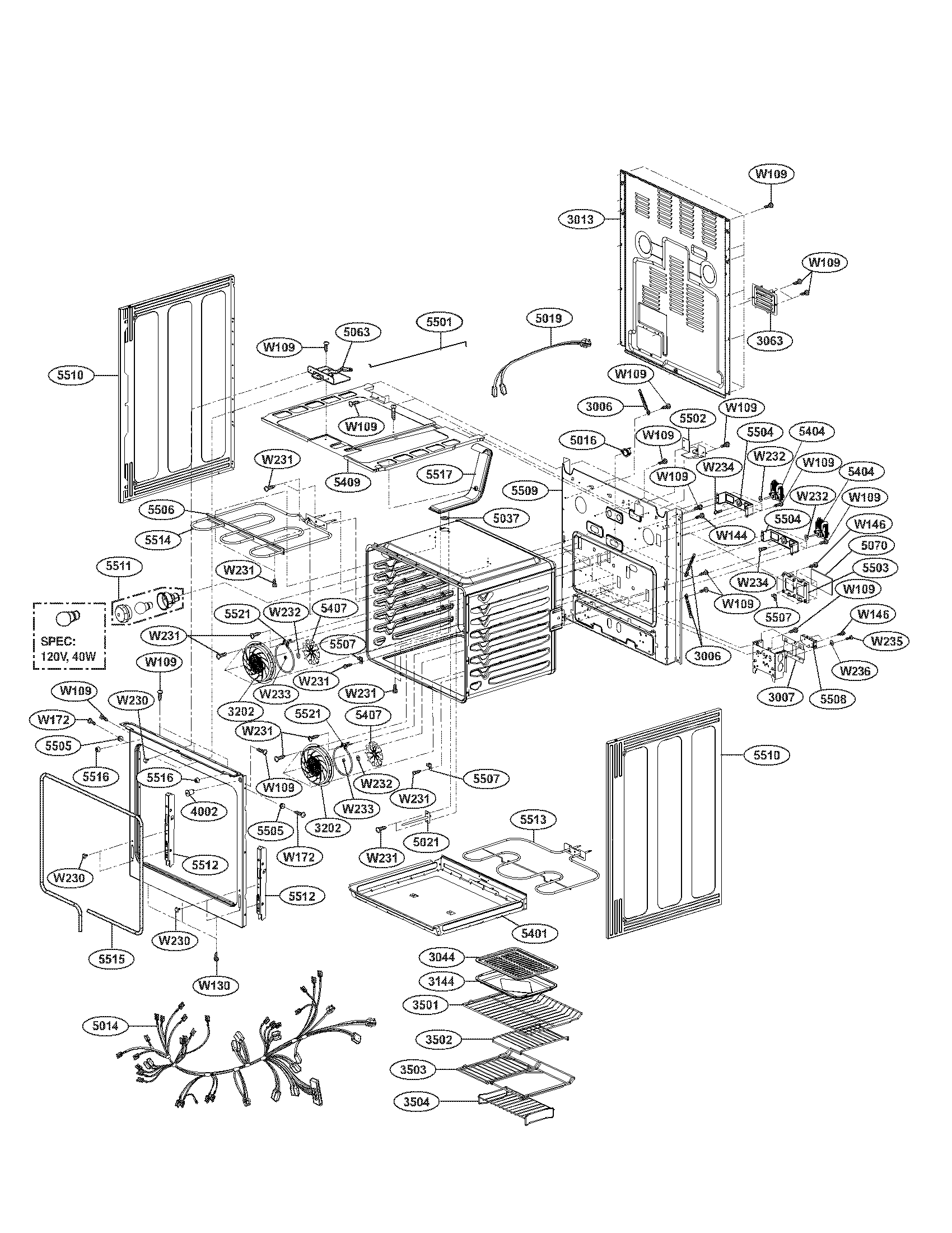 LG LRE30757ST/00 cavity parts diagram