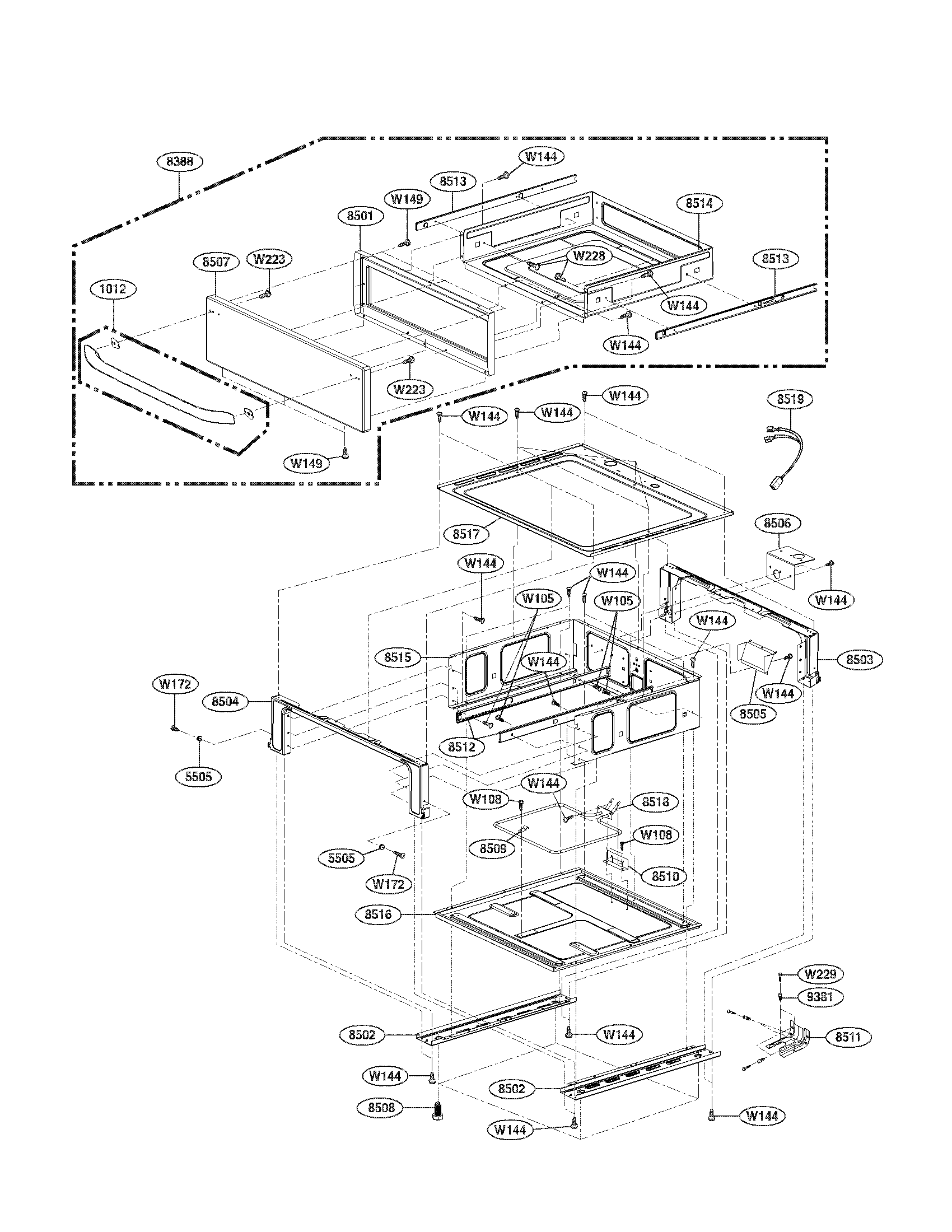 LG LRE30955ST/00 drawer parts diagram