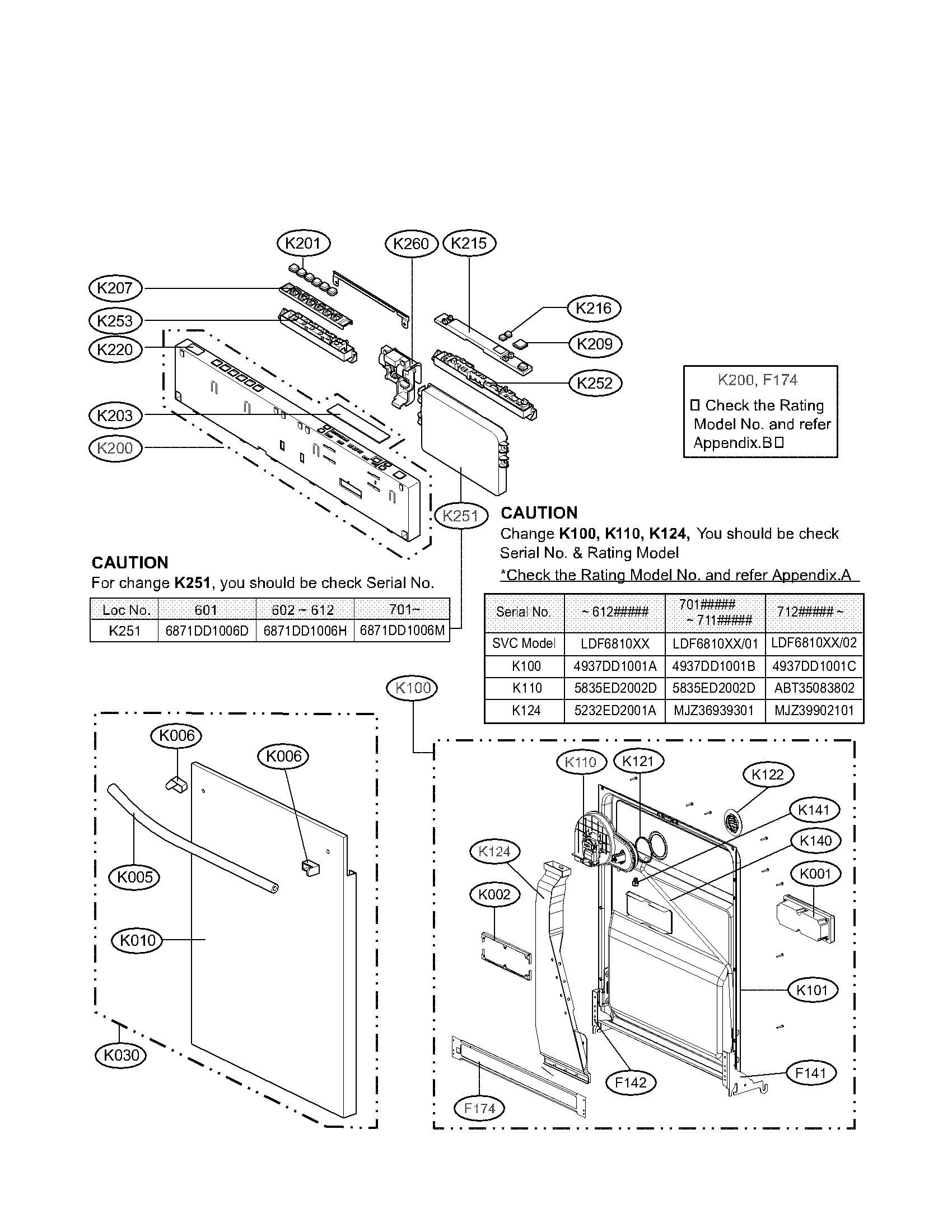 LG LDF7810BB panel / door assy diagram