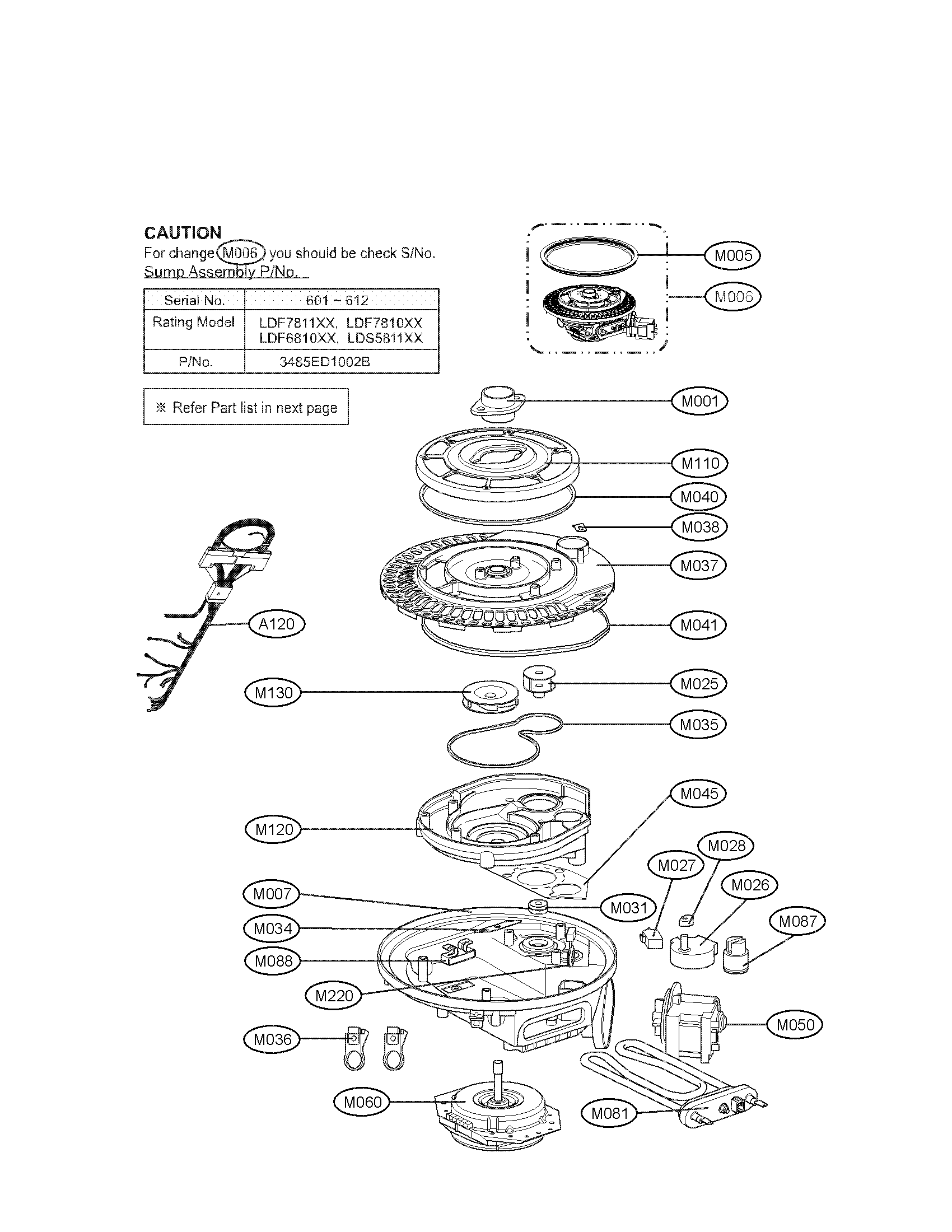 LG LDF7810BB sump assy diagram