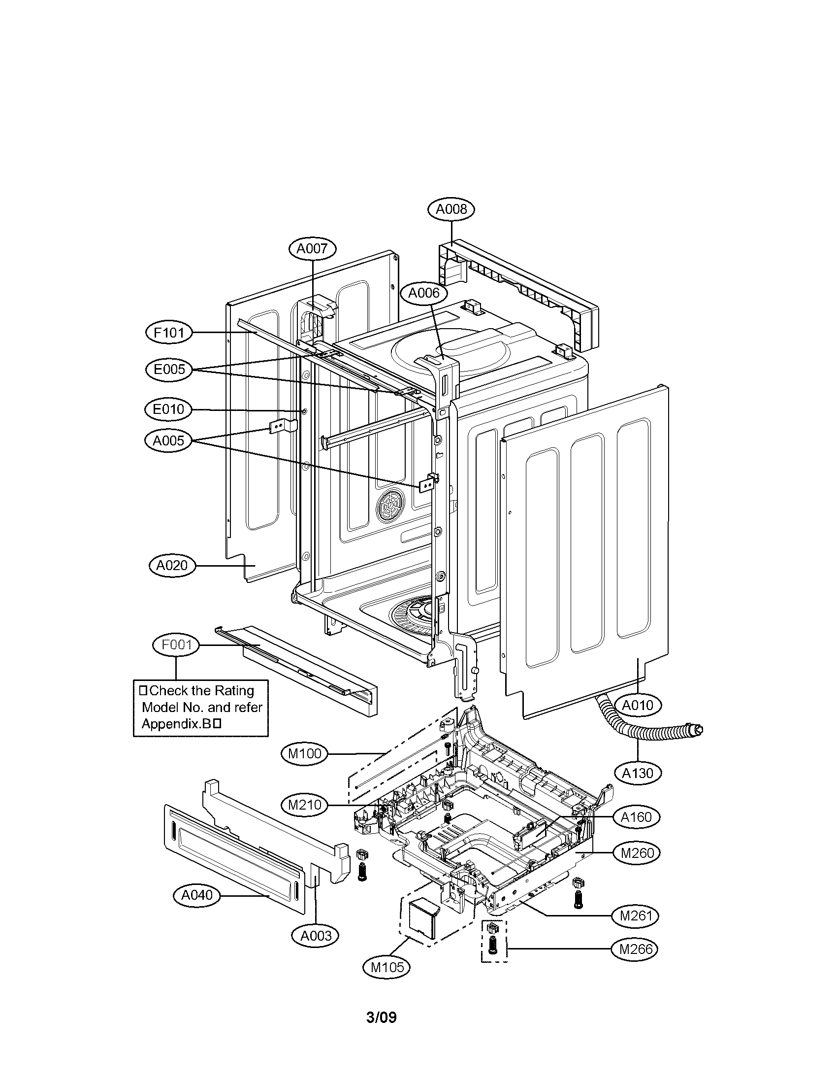 LG LDF7810ST-01 cabinet assy diagram
