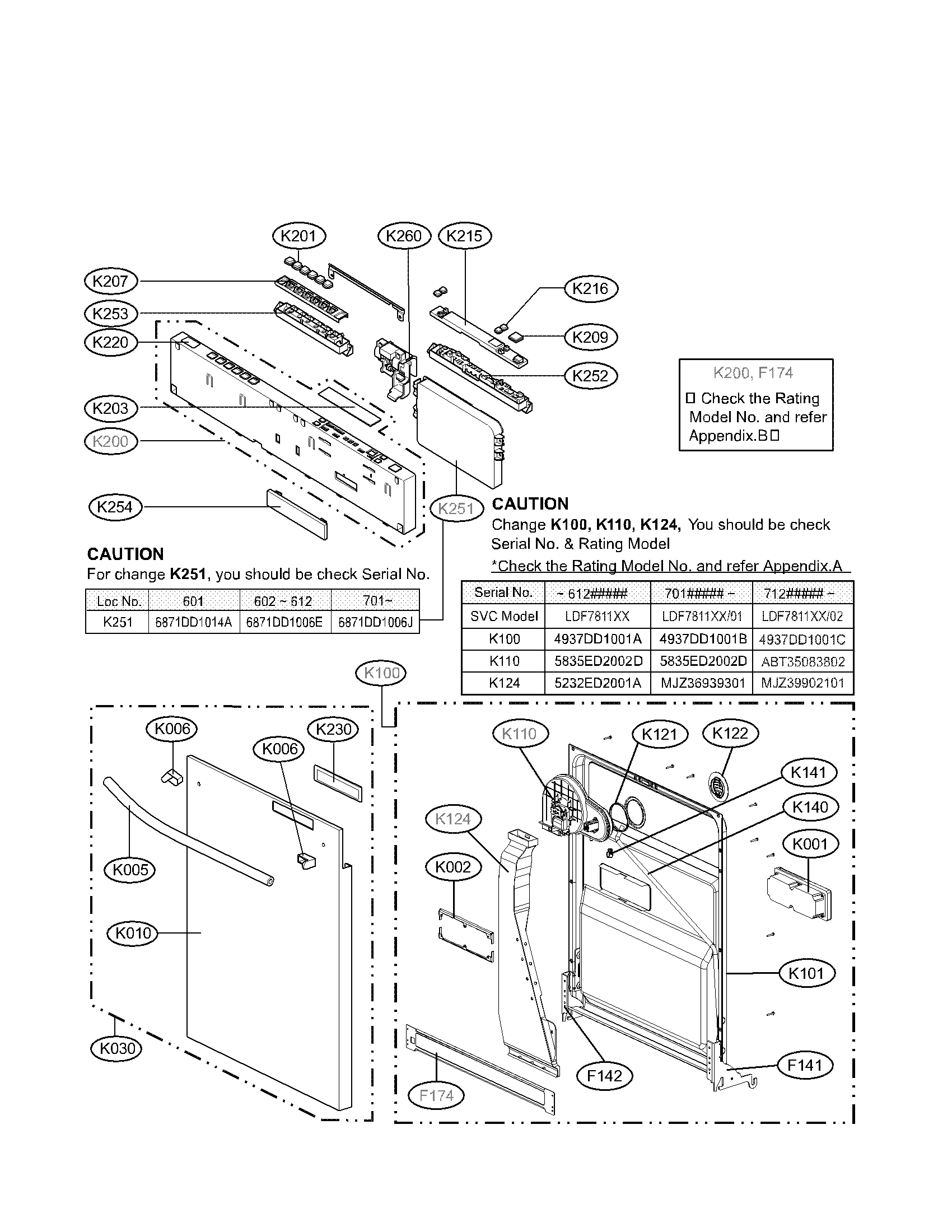 LG LDF7811BB panel / door assy diagram