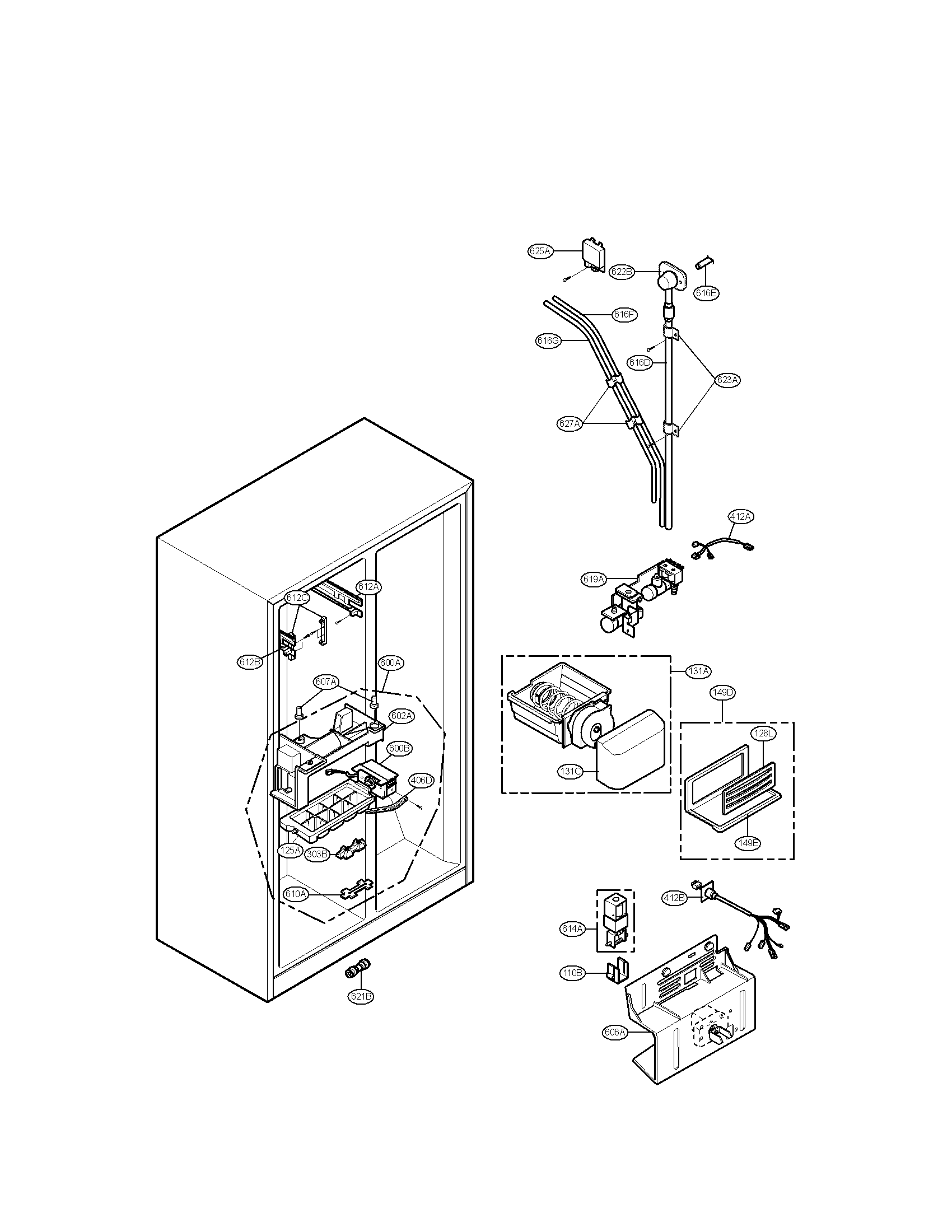 LG LSC27926SW ice and water parts diagram